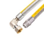 Racord Pt. Gaz Flexibil împletit cu Cot şi protecție PVC – EN14800 [FI- FE] – ½” x ½” - 75 cm