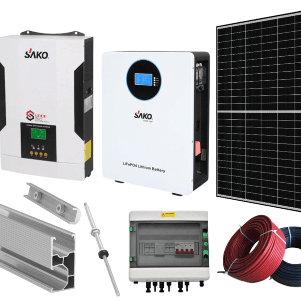 Kit Sistem Fotovoltaic Monofazat 8kw Cu Stocare, Invertor Sako de 8kw, 18 Panouri Canadian Solar 455W, Baterie LiFePo4 Sako 10kw