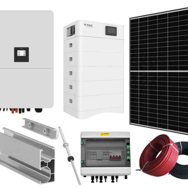 Kit Sistem Fotovoltaic Trifazat 80kw Fara Stocare Cu Invertor Hibrid Deye de 80kw, 176 Panouri Canadian Solar 455W, Baterie LiFePo4 V-tac High Voltage 40 KW